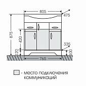 Тумба под раковину 76,5 см, черное золото, СаНта Классик 219008