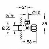 Угловой вентиль GROHE 1/2″-3/8″ для подключения смесителей 22018000