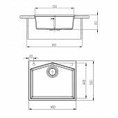 Кухонная мойка, графит, KitKraken Ocean K-600.7024