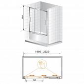 Шторка на ванну 200 см, профиль хром, Cezares TRIO-V-22-200/145-C-Cr