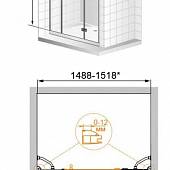 Душевая дверь в нишу 150 см, профиль хром Cezares ROYAL PALACE-B-13-30+60/60-CP-Cr