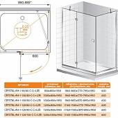 Душевой уголок 120х100 см, профиль хром, левая, Cezares CRYSTAL-AH-1-120/100-C-Cr-L