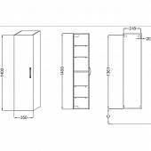 Шкаф-пенал, серый антрацит, реверсивный, Jacob Delafon Ola EB396-N14