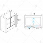 Шторка на ванну 150 см, стекло прозрачное, RGW Screens SC-66 01116615-11
