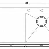 Мойка из нержавейки 860х500 мм, нержавеющая сталь, крыло слева, Seaman Eco Marino SMV-Z-860L.B